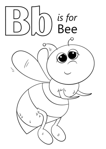 Letter B Is For Bee Coloring Page